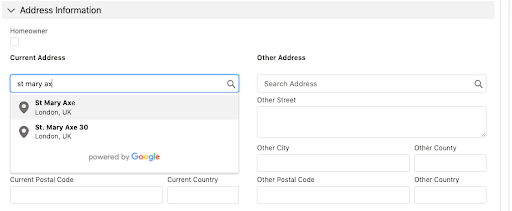 Google address Finder API