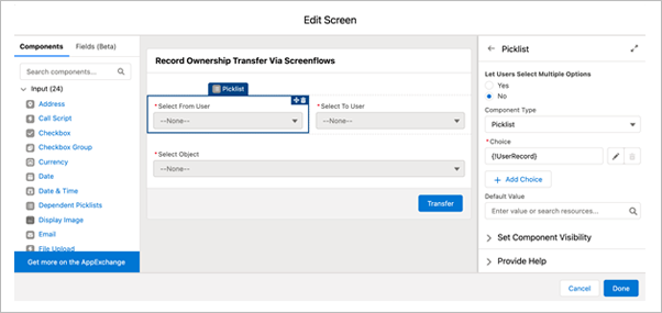 Transfer Record Owners via Screen Flows